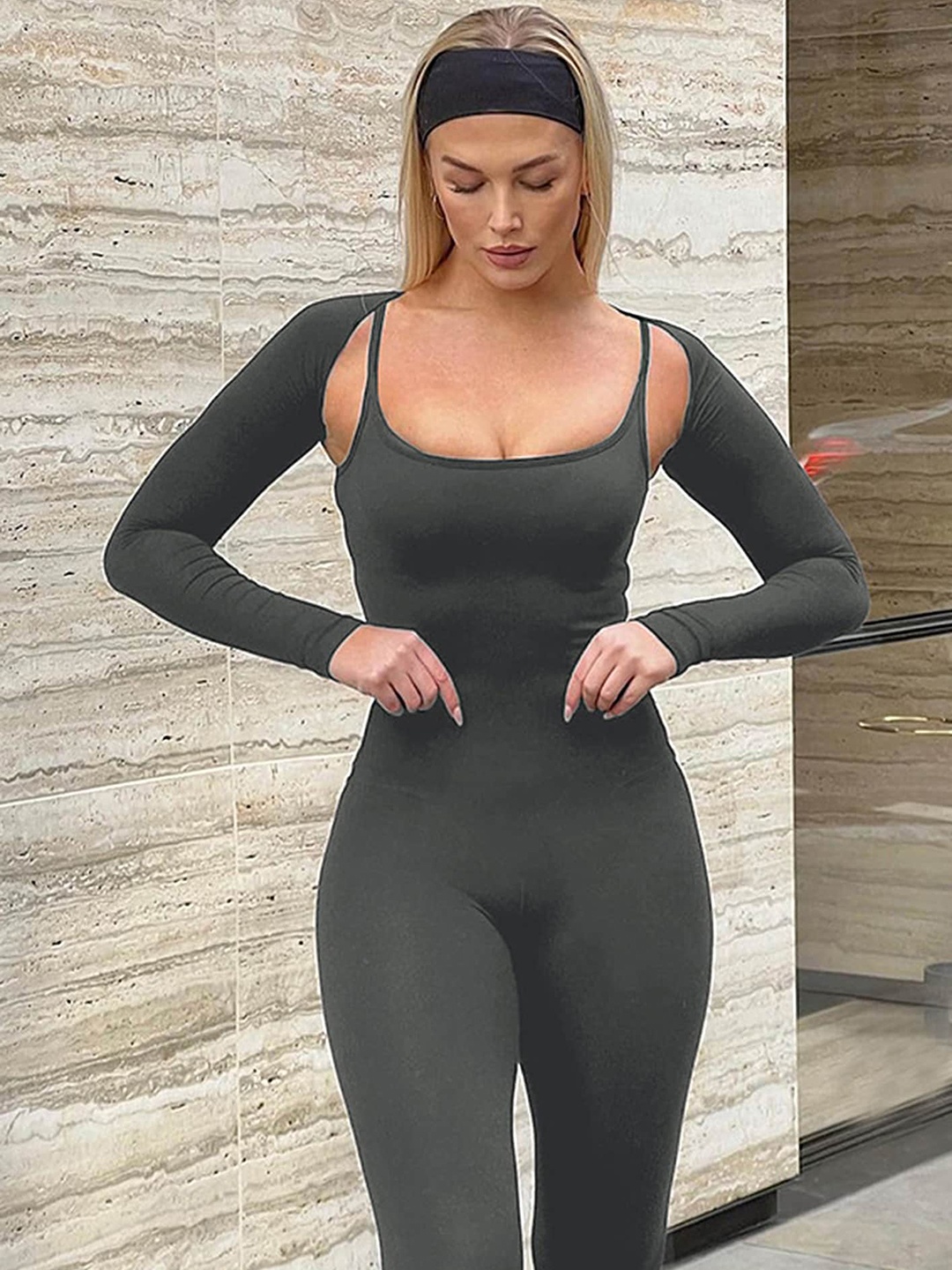 

LULU & SKY Grey Basic Jumpsuit With Shrug