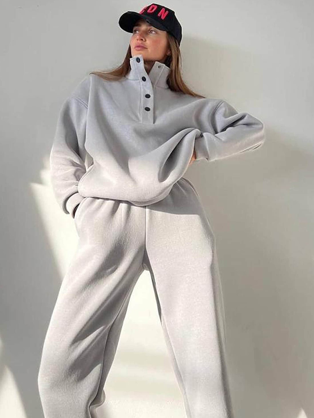 

LULU & SKY Mock Collar Tracksuit, Grey