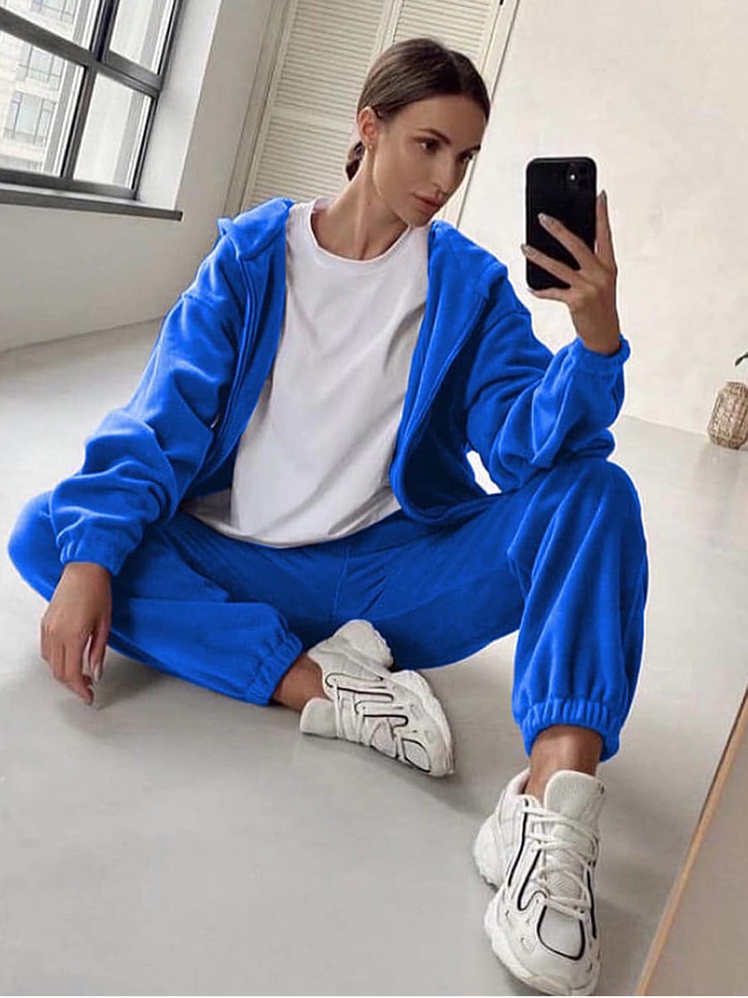 

LULU & SKY Loose Fit Fleece Hooded Tracksuit, Blue