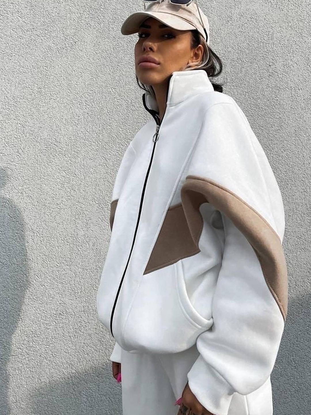 

LULU & SKY Mock Collar Relaxed-Fit Sports Tracksuit, White