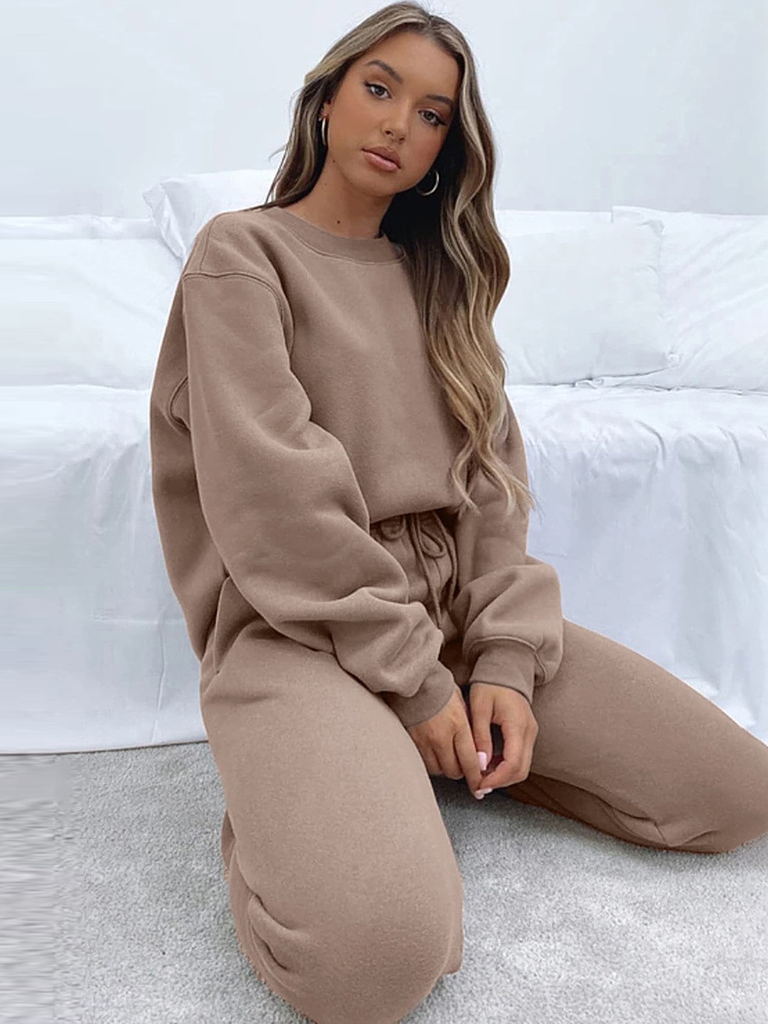 

LULU & SKY Loose-Fit Mid-Rise Tracksuit, Brown