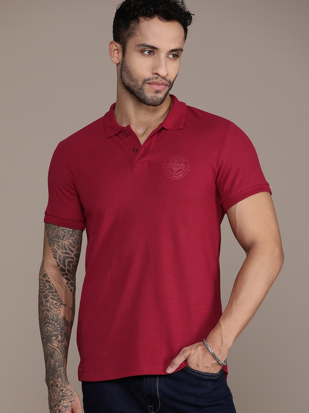 

The Roadster Lifestyle Co. Short Sleeves Polo Collar T-shirt, Maroon