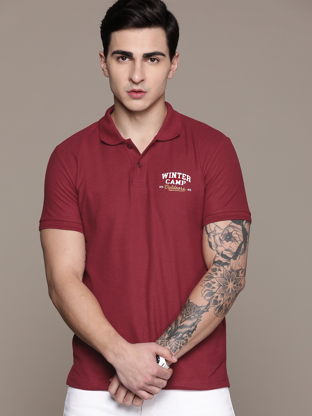 

The Roadster Lifestyle Co. Polo Collar T-shirt, Maroon