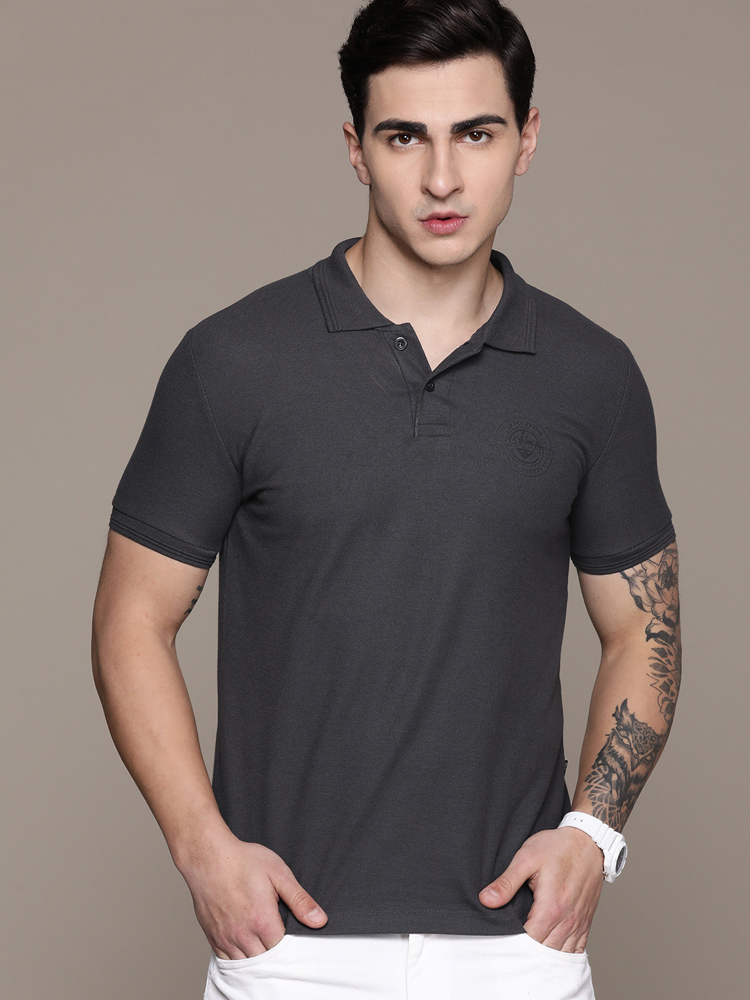 

The Roadster Lifestyle Co. Polo Collar T-shirt, Charcoal