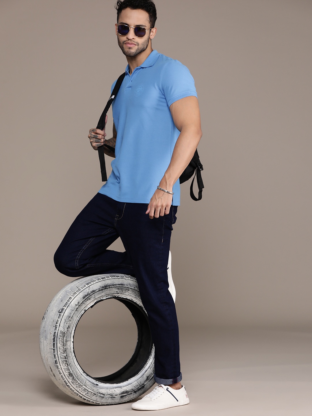 

The Roadster Lifestyle Co. Short Sleeves Polo Collar T-shirt, Blue