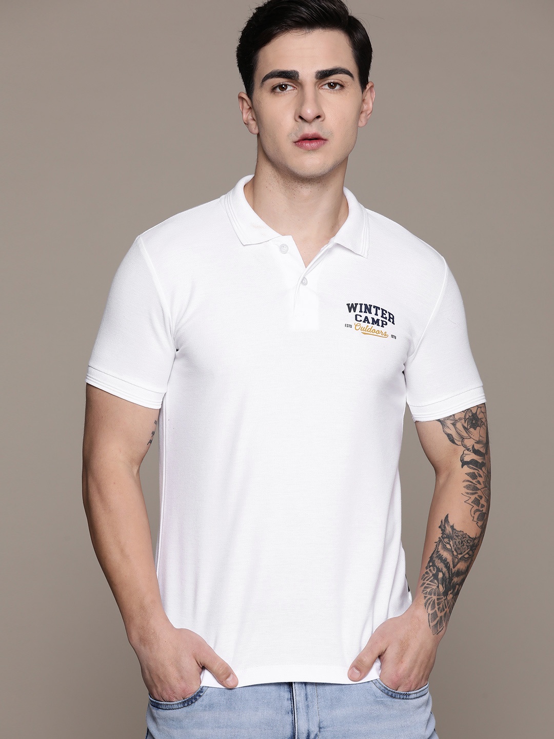 

The Roadster Lifestyle Co. Polo Collar T-shirt, White