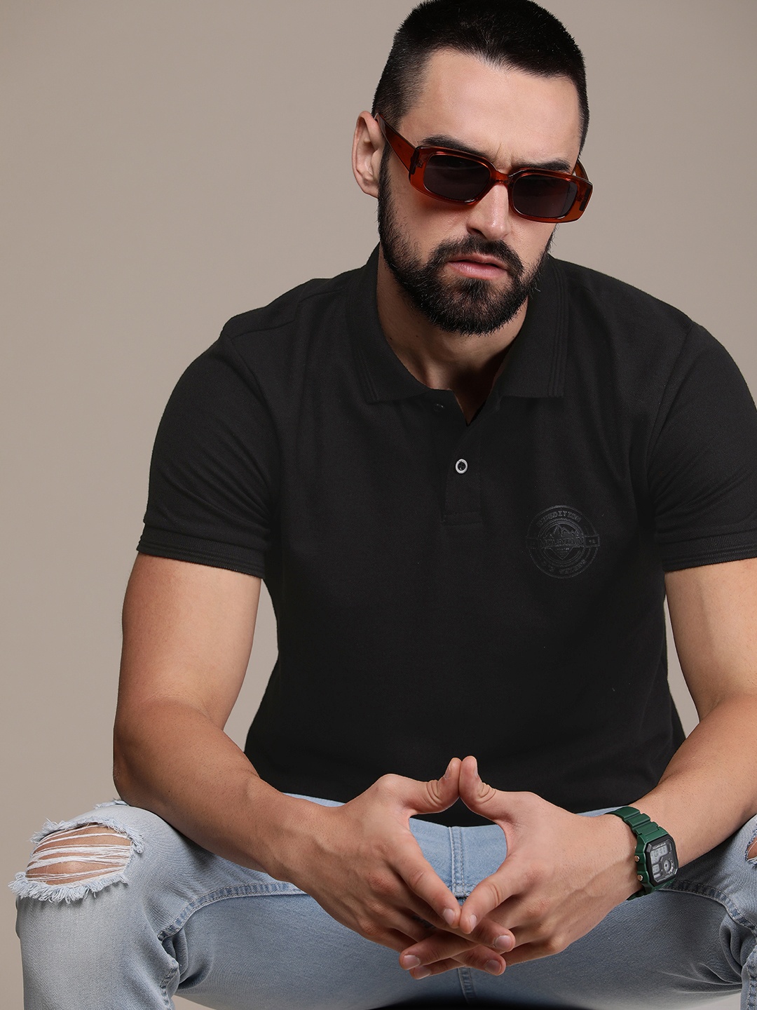 

The Roadster Life Co. Polo Collar T-shirt, Black