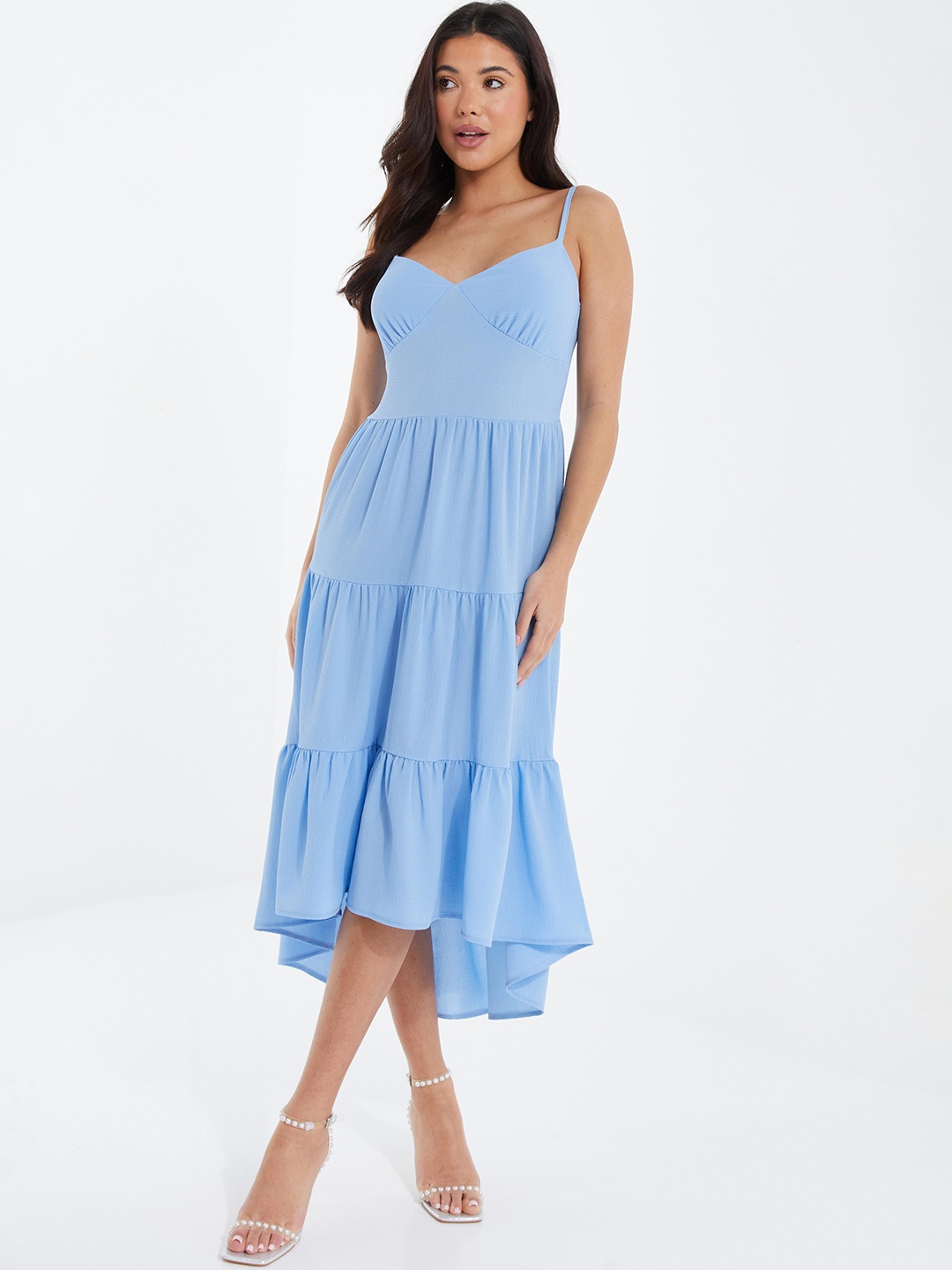 

QUIZ Shoulder Straps A-Line Dress, Blue