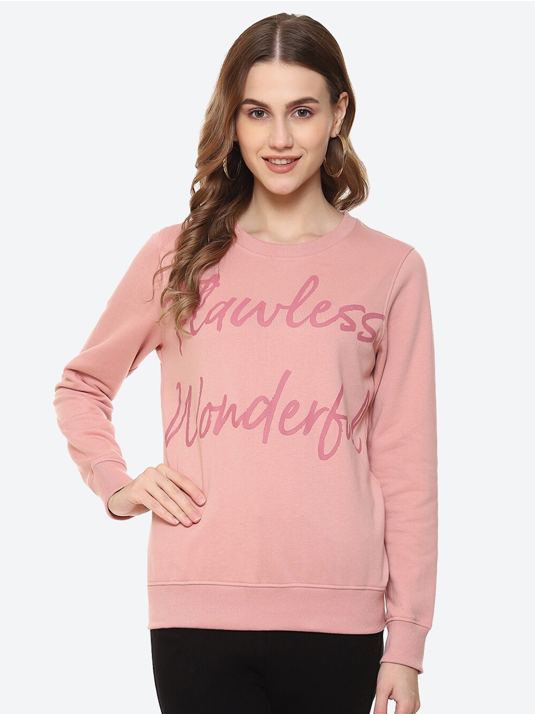 

2Bme Typography Printed Cotton Sweatshirt, Pink