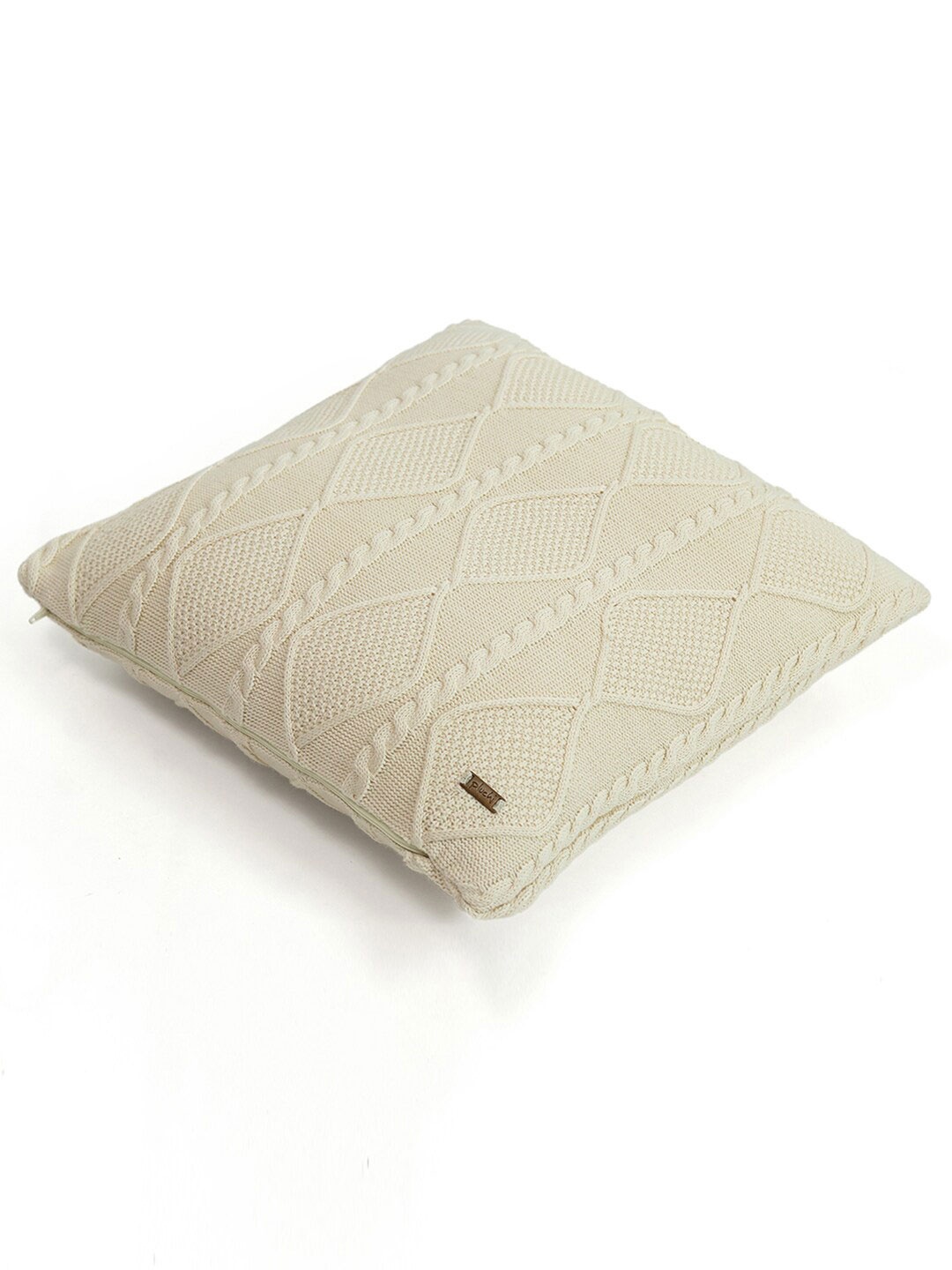 

Pluchi Beige Embroidered Pure Cotton Square Cushion Cover