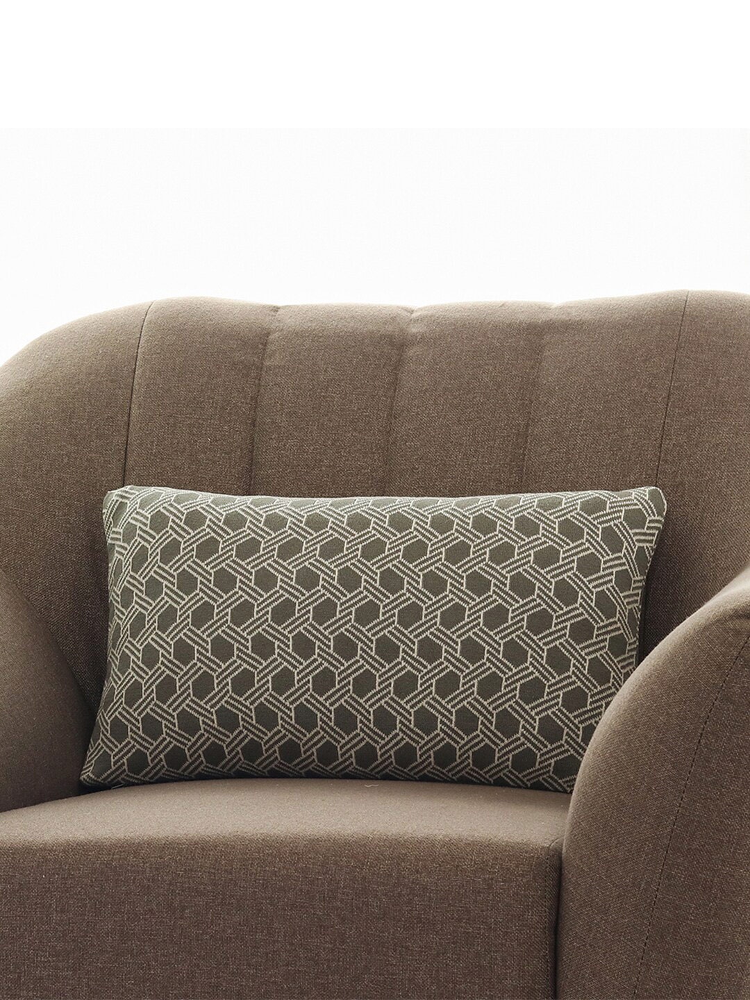 

Pluchi Grey & White Geometric Cotton Rectangle Cushion Cover