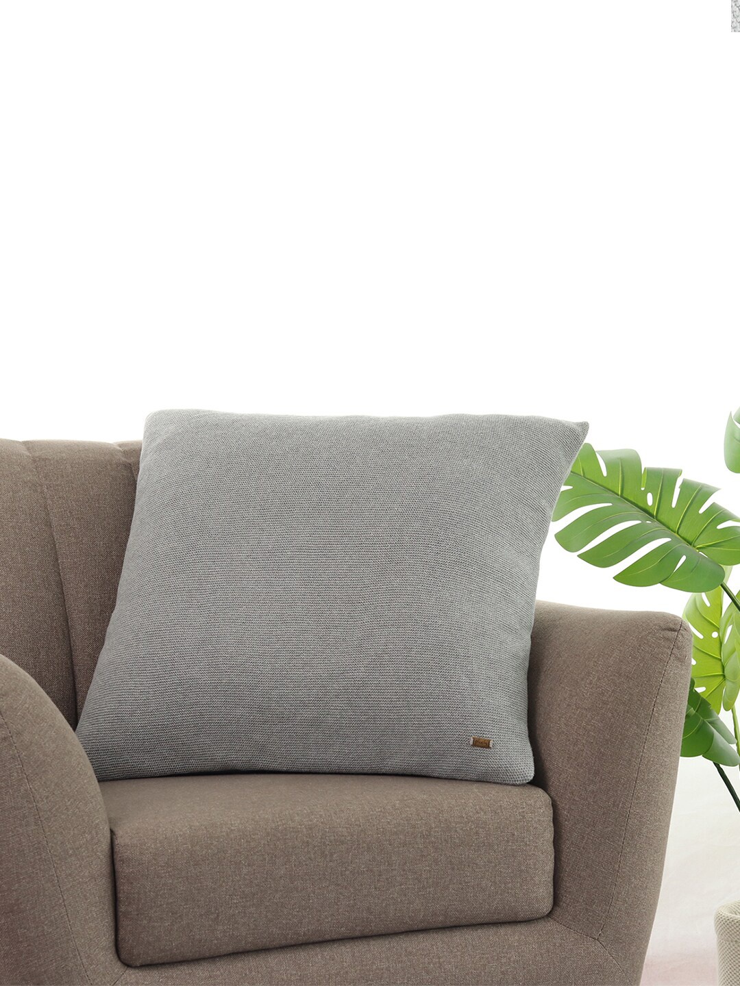 

Pluchi Grey Cotton Square Cushion Cover