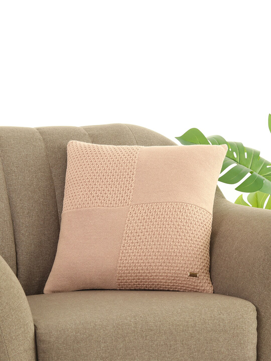 

Pluchi Pink Self Design Cotton Square Cushion Cover