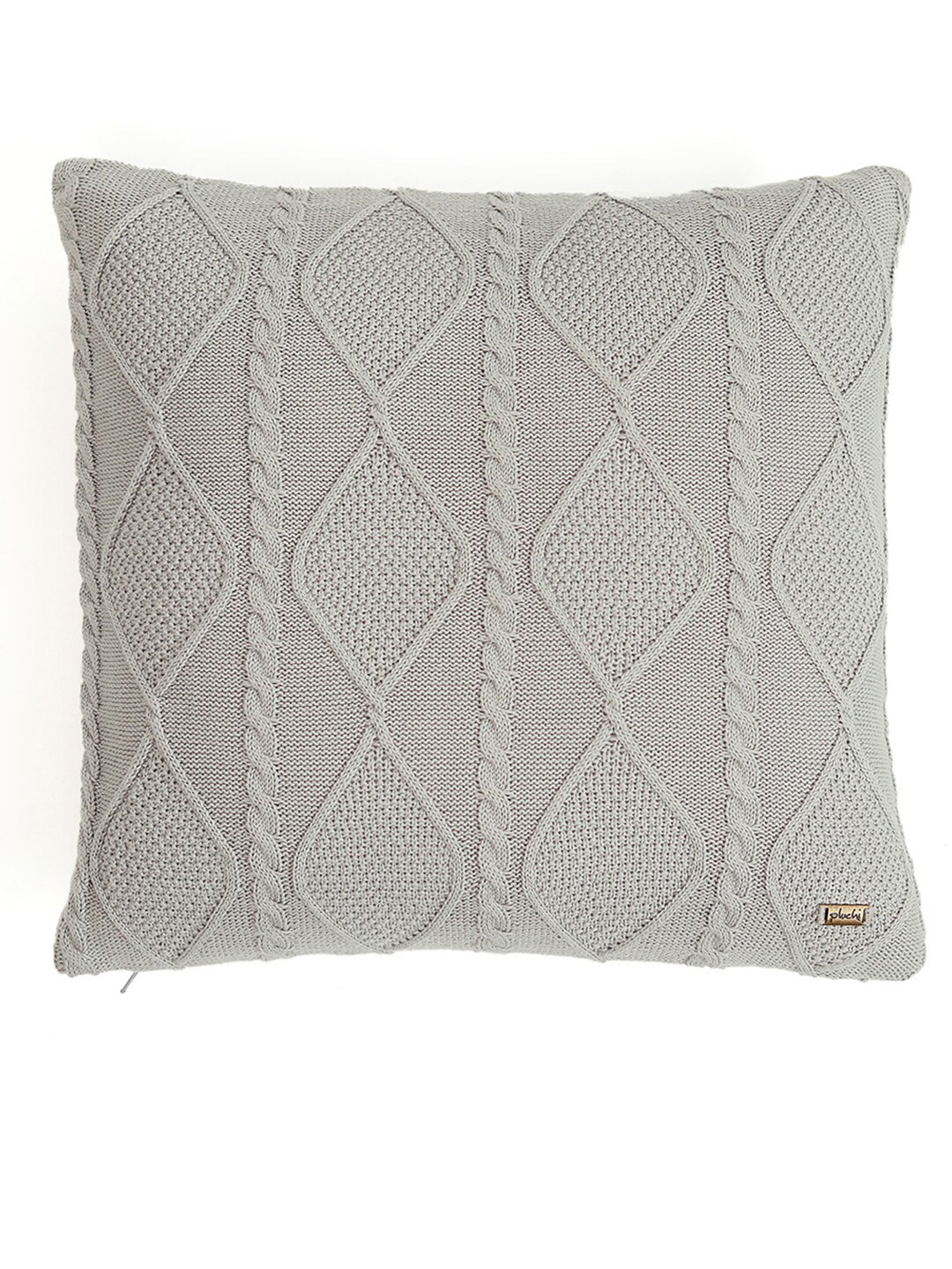 

Pluchi Grey Embroidered Cotton Square Cushion Cover