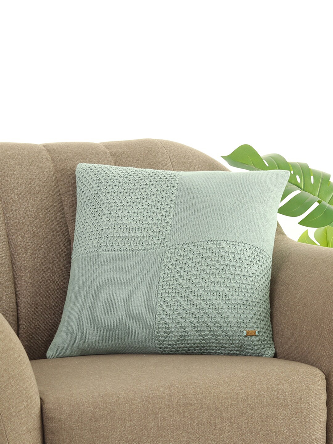 

Pluchi Blue Self Design Cotton Square Cushion Cover