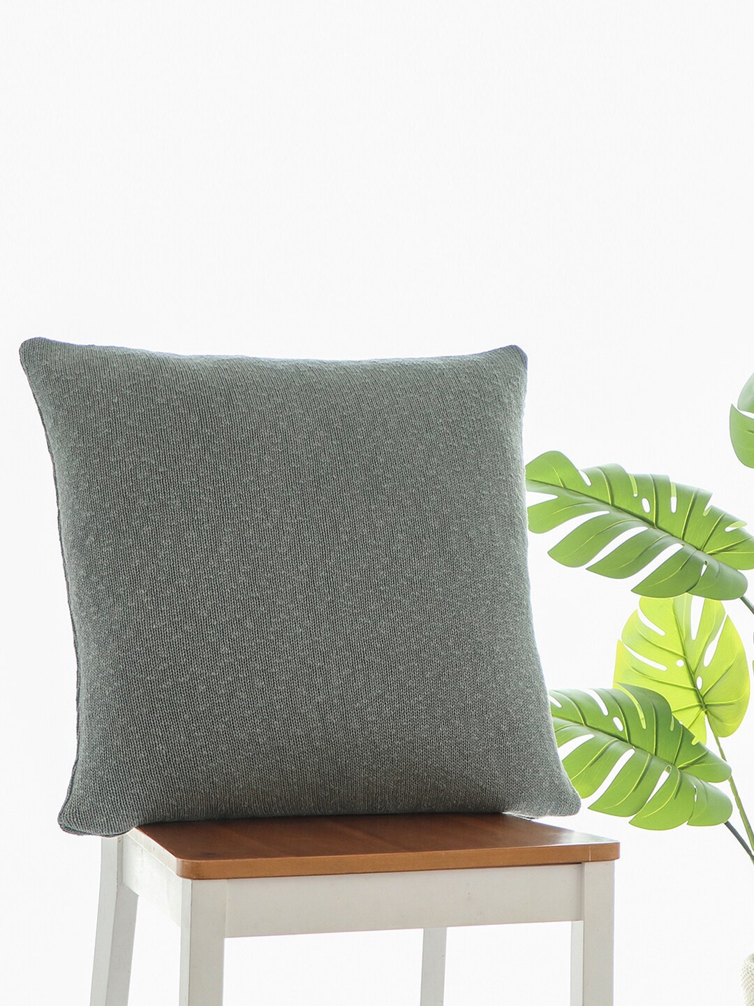 

Pluchi Grey Pure Cotton Square Cushion Cover