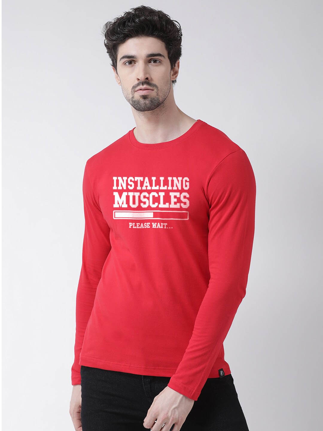 Friskers Typography Printed Slim Fit Pure Cotton T-Shirt, Red