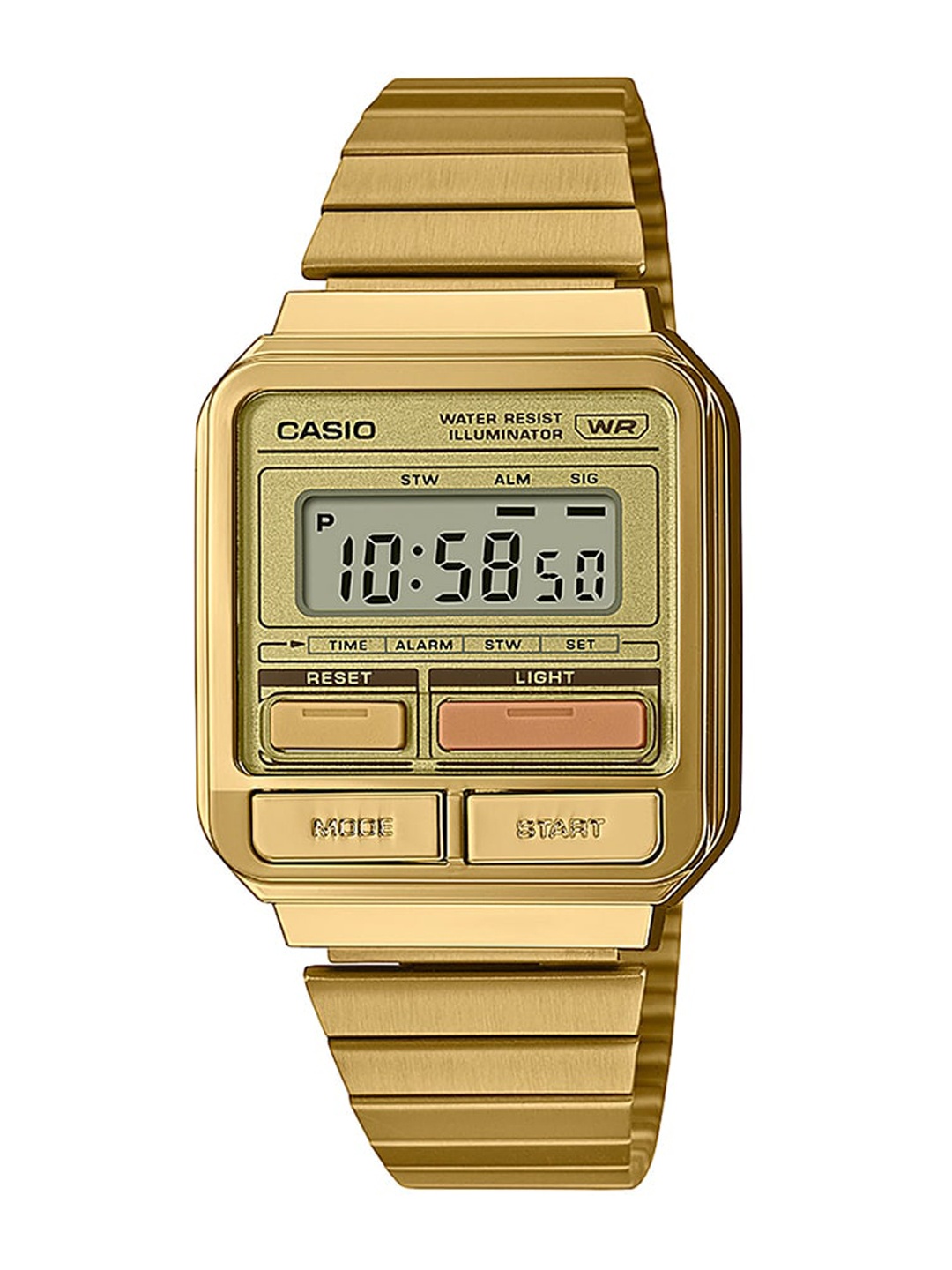 

CASIO Vintage A120WEG-9ADF Gold Digital Dial Gold Stainless Steel Band D322