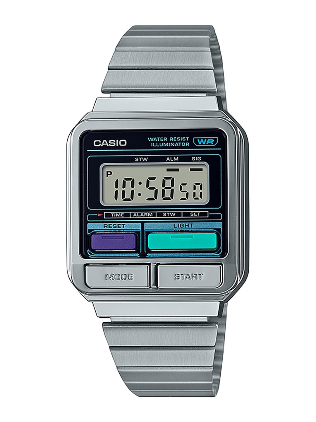 

CASIO Vintage A120WE-1ADF Black Digital Dial Silver Stainless Steel Band D321