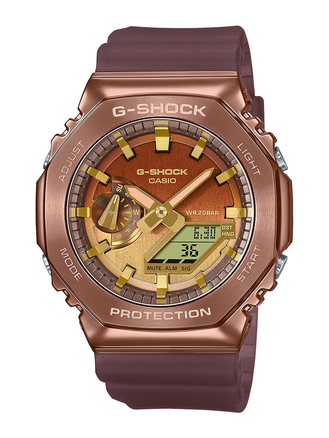 

CASIO Men Rubber Straps Analogue and Digital Multi Function Watch G1436, Brown