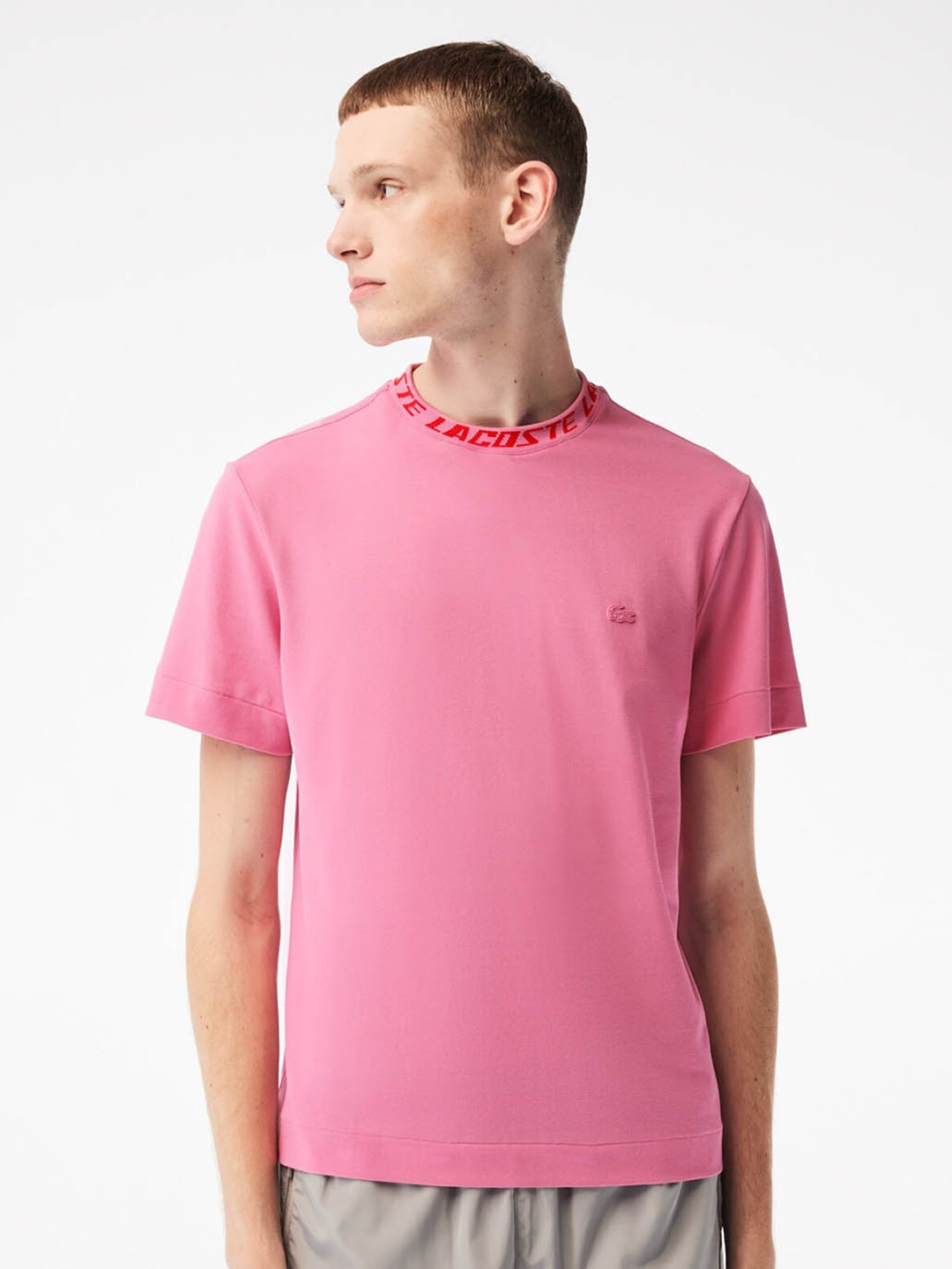 

Lacoste Regular Fit Branded Collar T-shirt, Pink