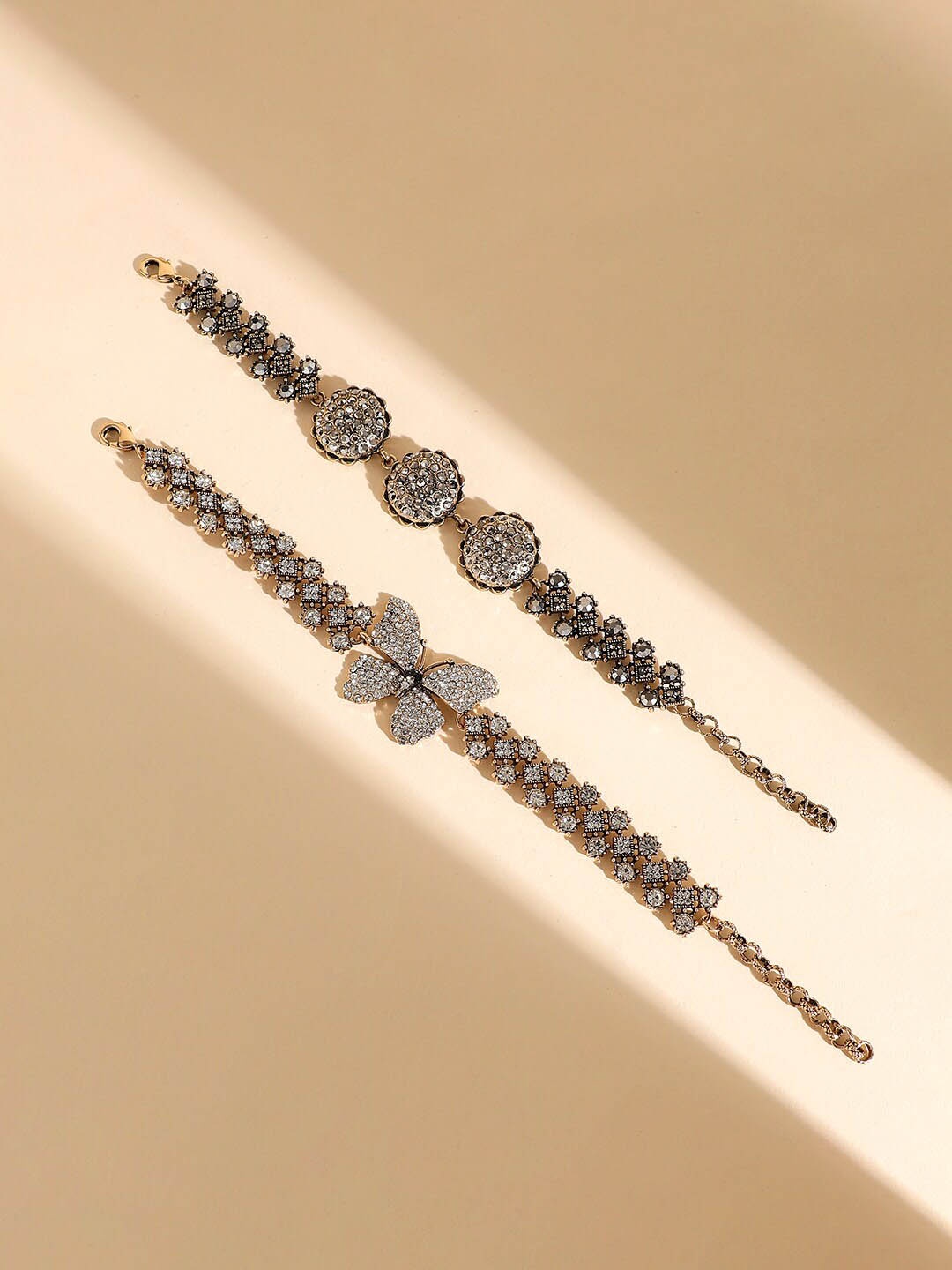 

SOHI Set Of 2 Gold-Plated Link Bracelet, Silver