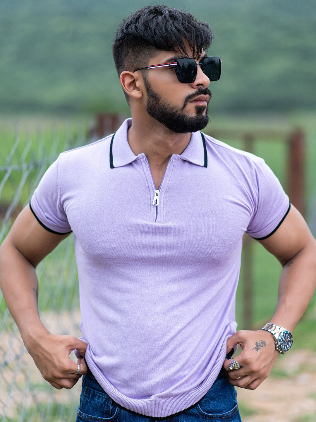 

Tistabene Relaxed Fit Polo Collar Cotton T-shirt, Lavender