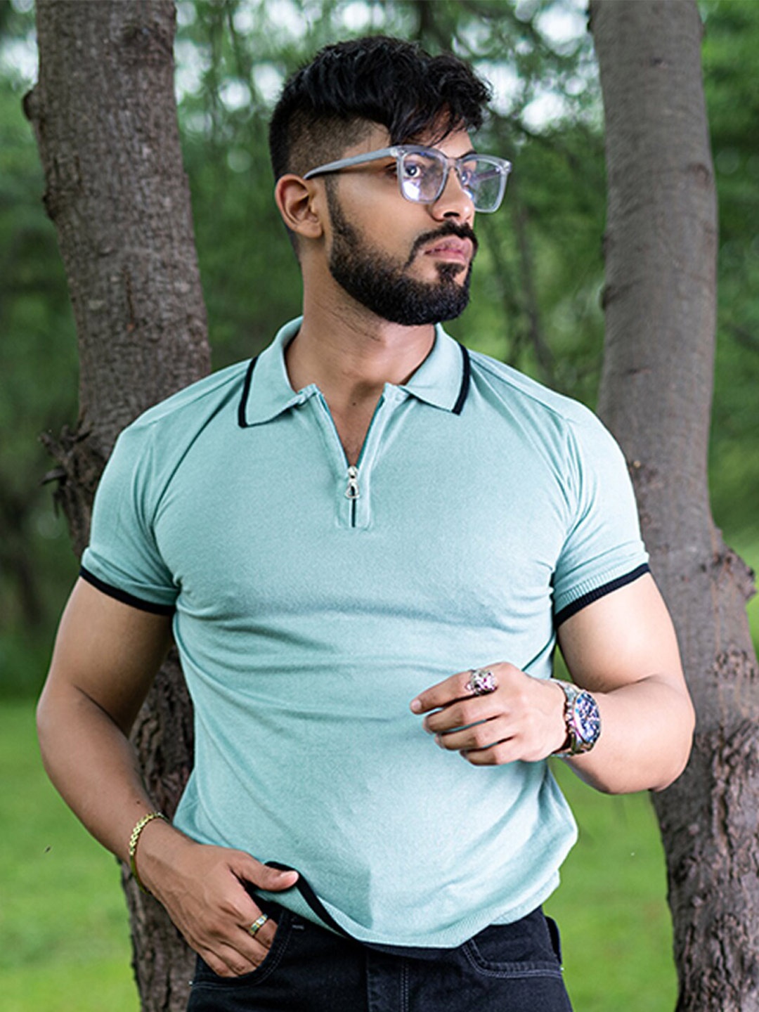 

Tistabene Relaxed Fit Polo Collar Cotton T-shirt, Green