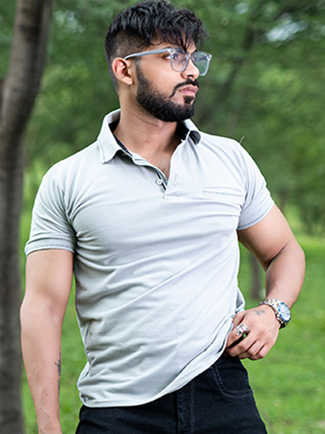 

Tistabene Relaxed Fit Polo Collar Pocket Cotton T-shirt, Grey