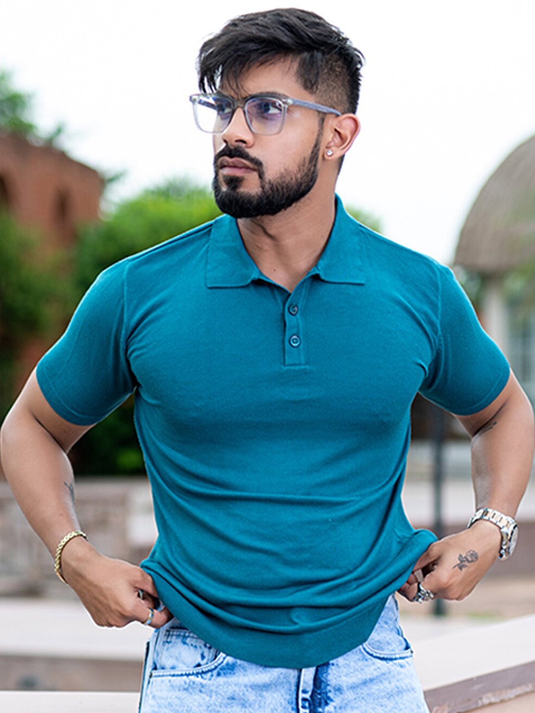 

Tistabene Relaxed Fit Polo Collar Cotton T-shirt, Green