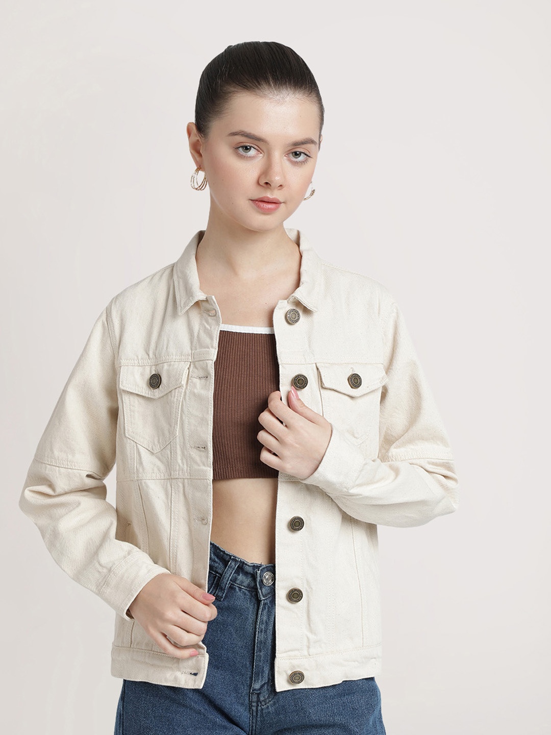 

Bene Kleed Slim Fit Denim Jacket, Beige