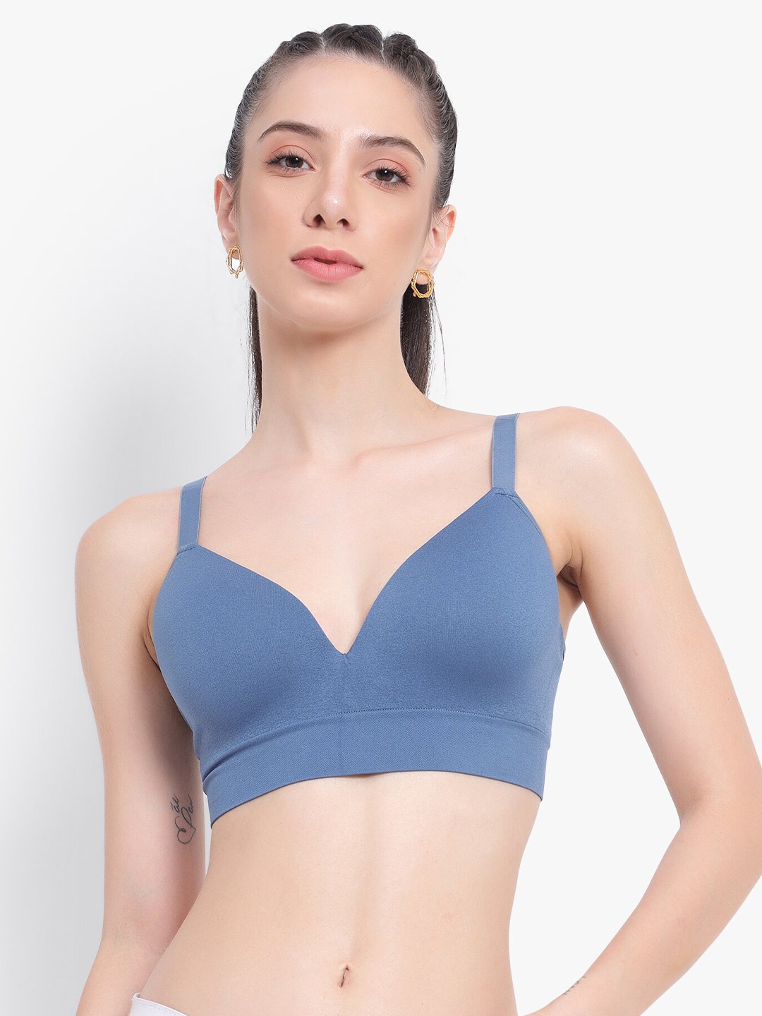 

PARKHA Full Coverage Heavily Padded Moisture Wicking Medium Support Workout Bra, Blue