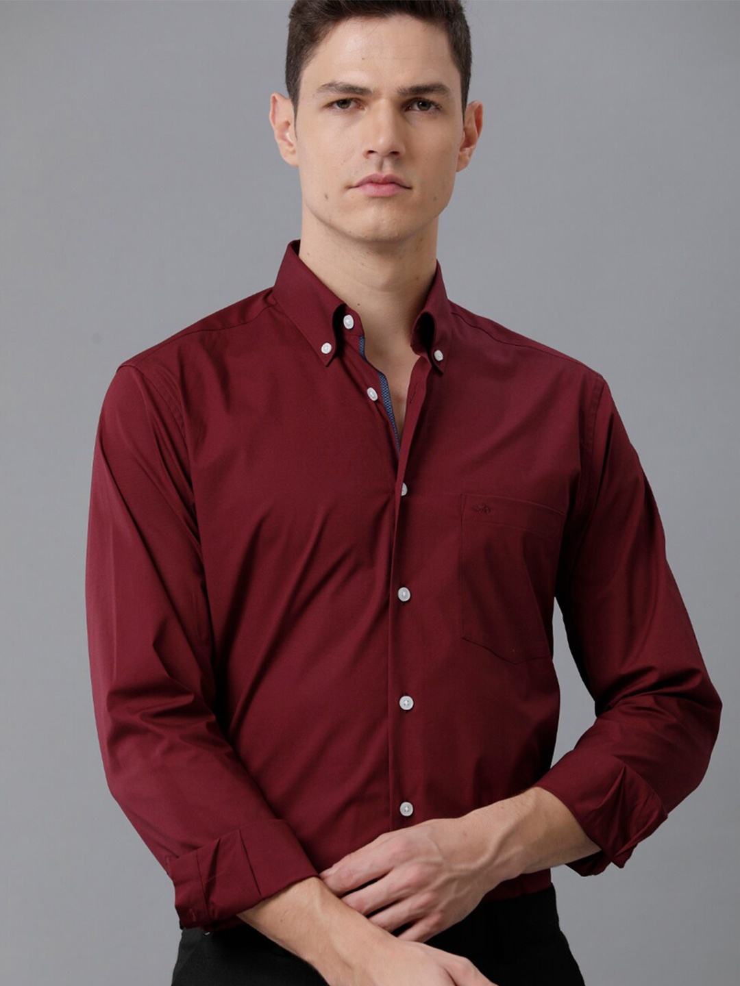 

Aldeno India Slim Fit Opaque Formal Shirt, Red