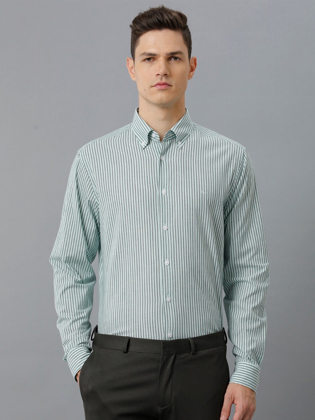 

Aldeno Comfort Vertical Striped Casual Shirt, Green