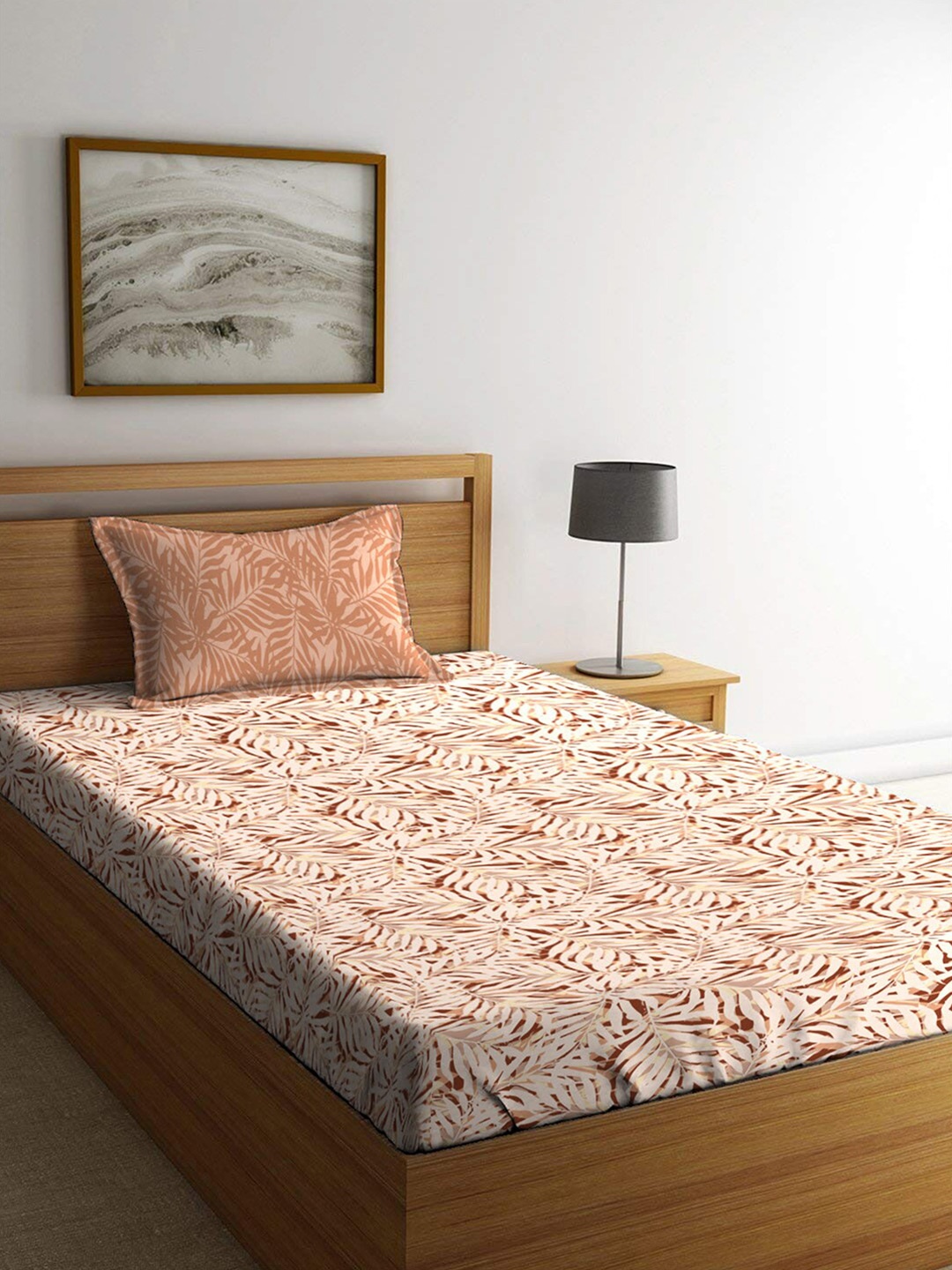 

MYTRIDENT Red & White Floral Cotton 120 TC Single Bedsheet With 1 Pillow Cover