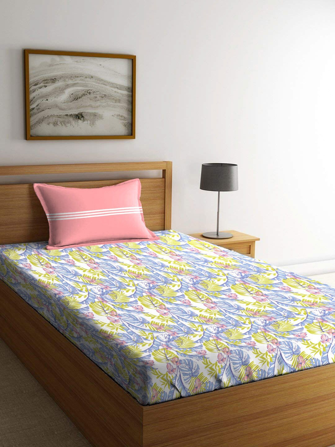 

MYTRIDENT Comfort Living Pink Floral Cotton 120 TC Single Bedsheet With 1 Pillow Cover