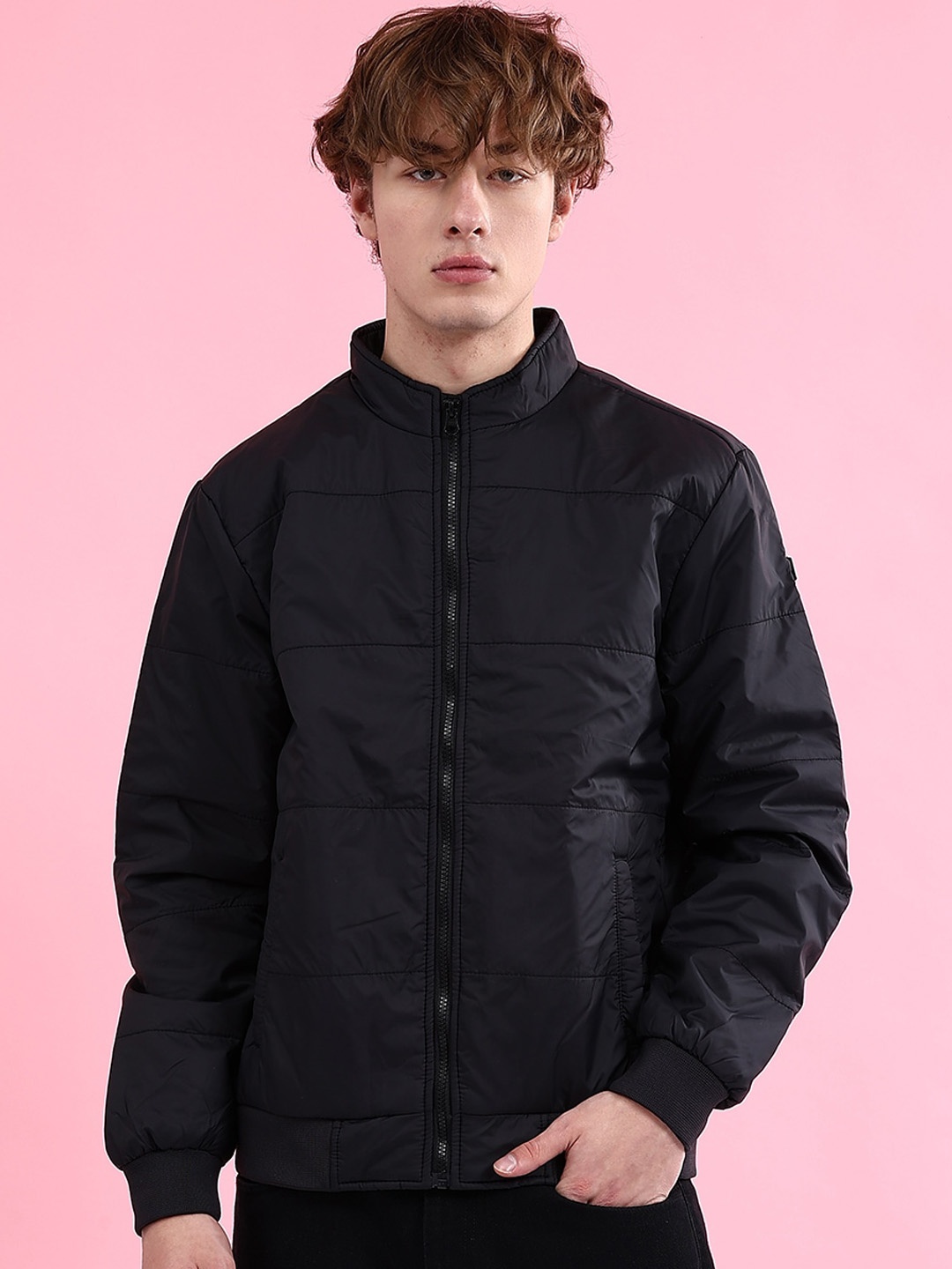 

The Indian Garage Co Black Mock Collar Bomber Jacket