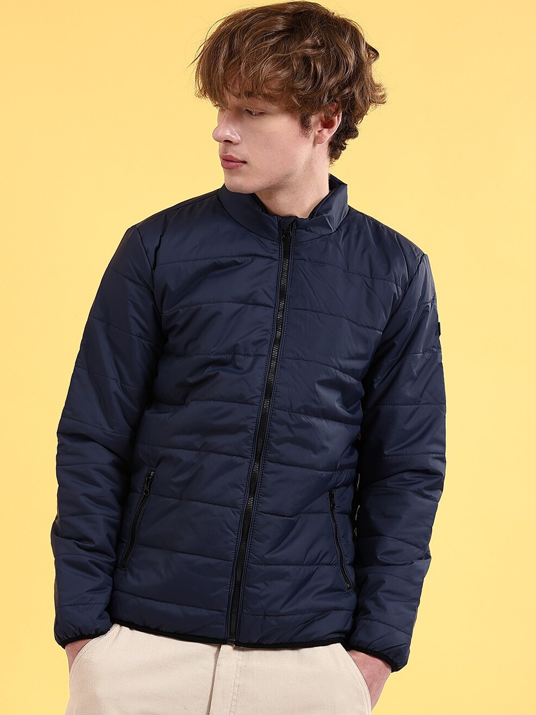 

The Indian Garage Co Mock Collar Long Sleeves Padded Jacket, Navy blue