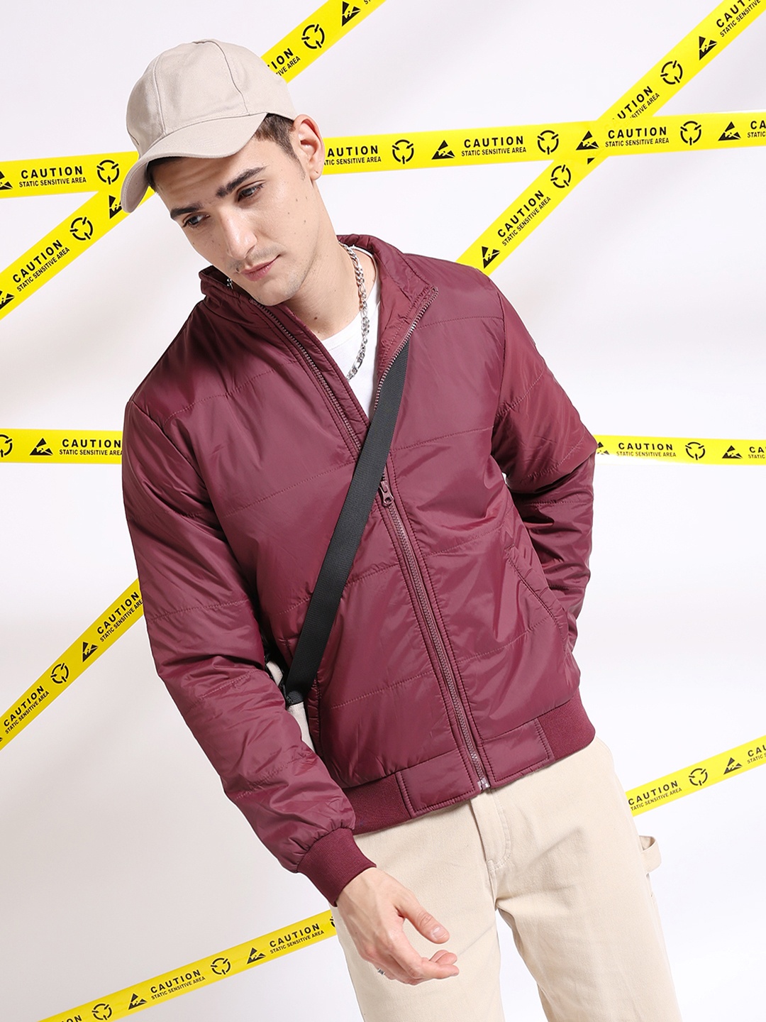

The Indian Garage Co Mandarin Collar Padded Jacket, Burgundy