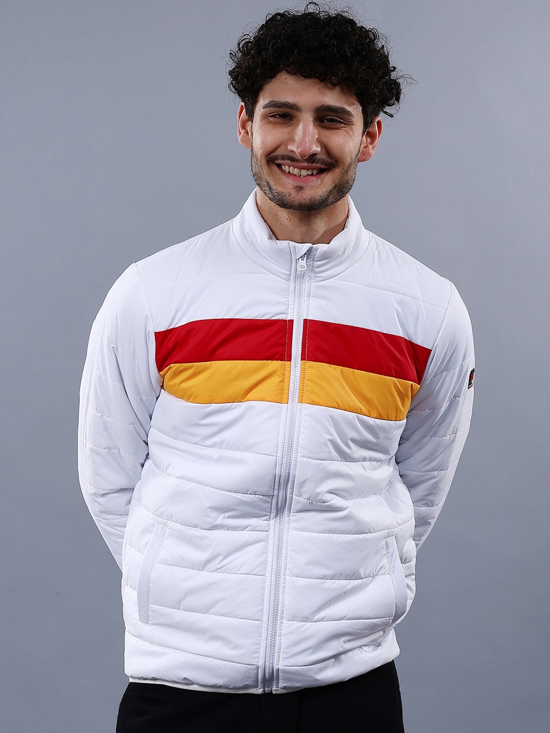 

The Indian Garage Co Men Colourblock Regular Fit Puffer Jacket, White