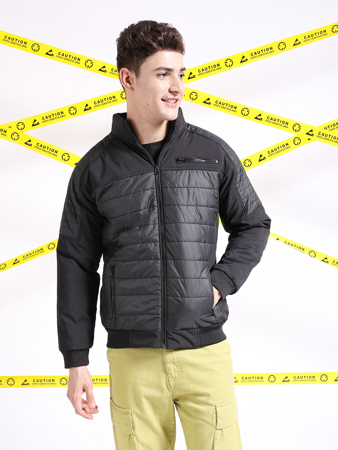 

The Indian Garage Co Men Regular Fit Zip-Front Puffer Jacket, Black