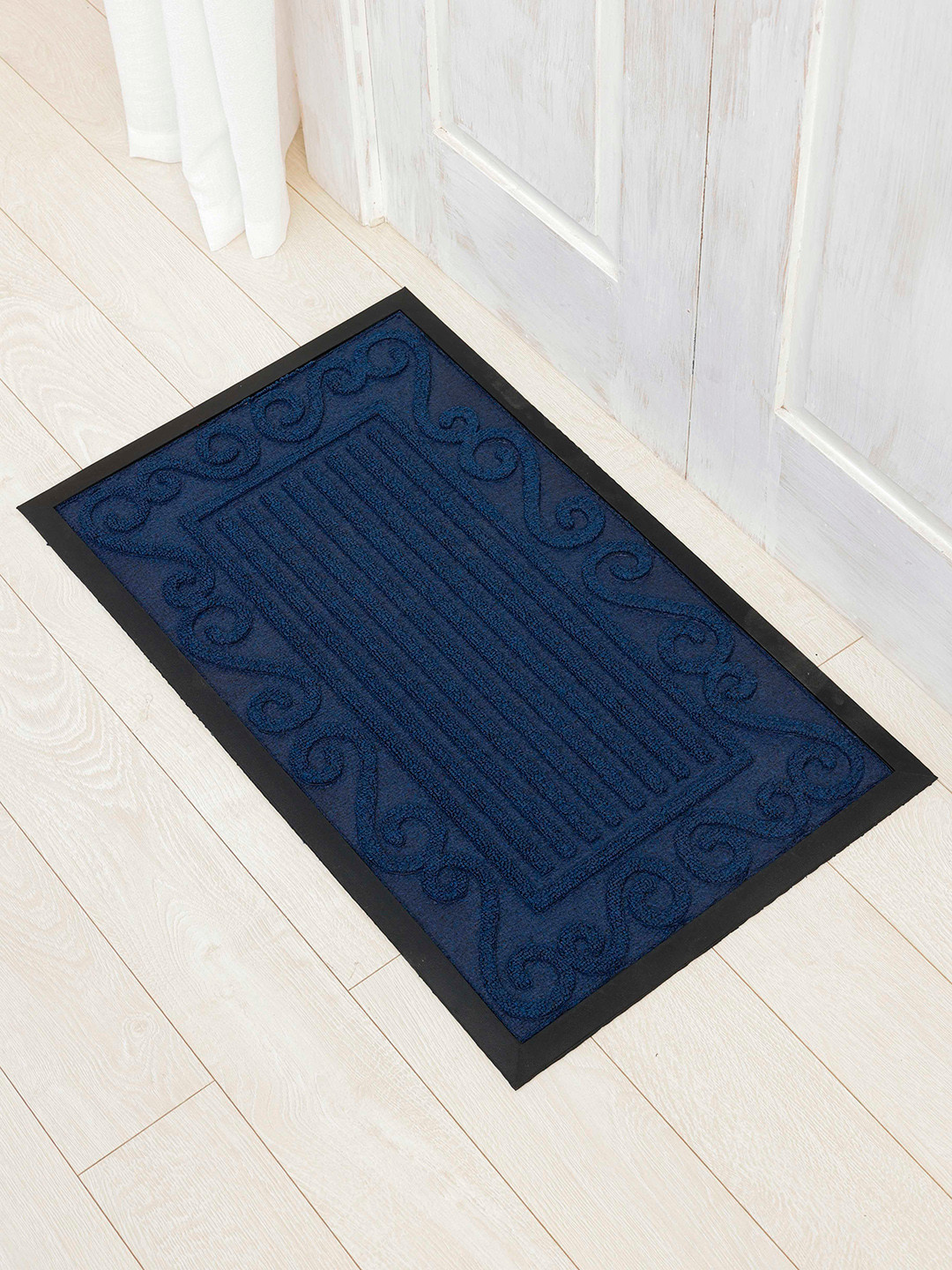 

Ariana Navy Blue Self Design Anti-Skid Doormat