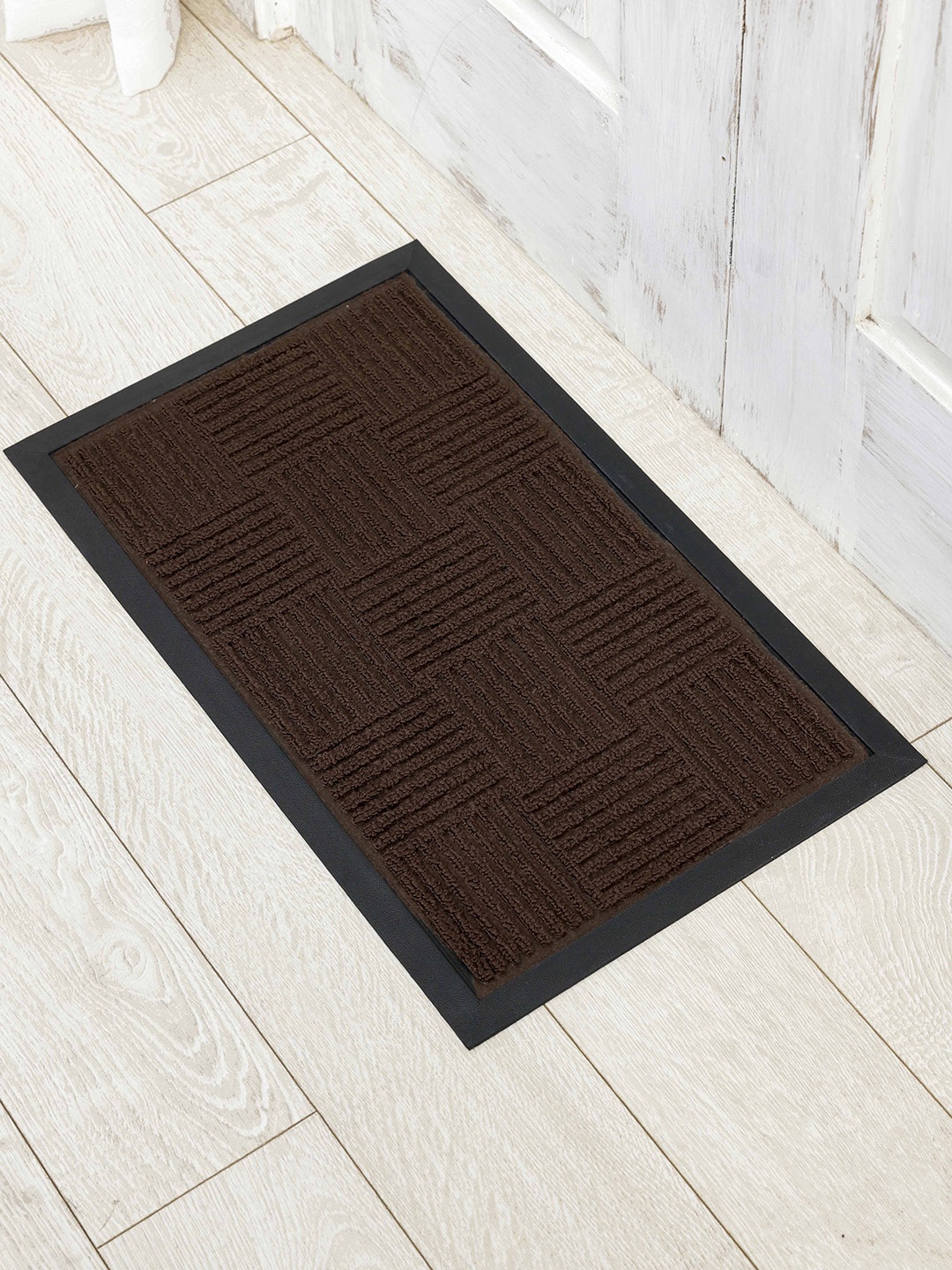 

Ariana Brown & Black Self Design Anti-Skid Doormat