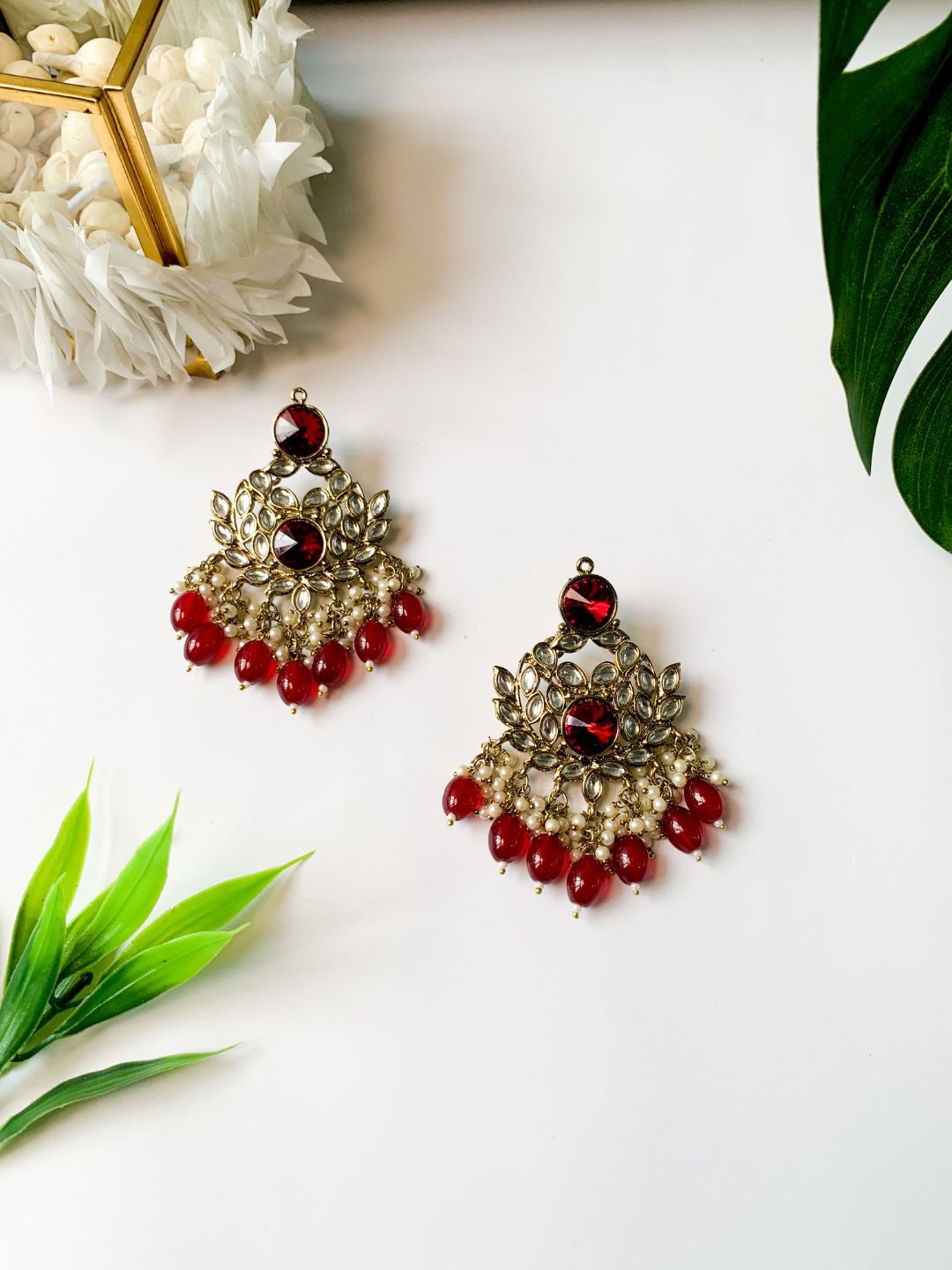 

I Jewels Gold-Plated Kundan Studded Contemporary Chandbali