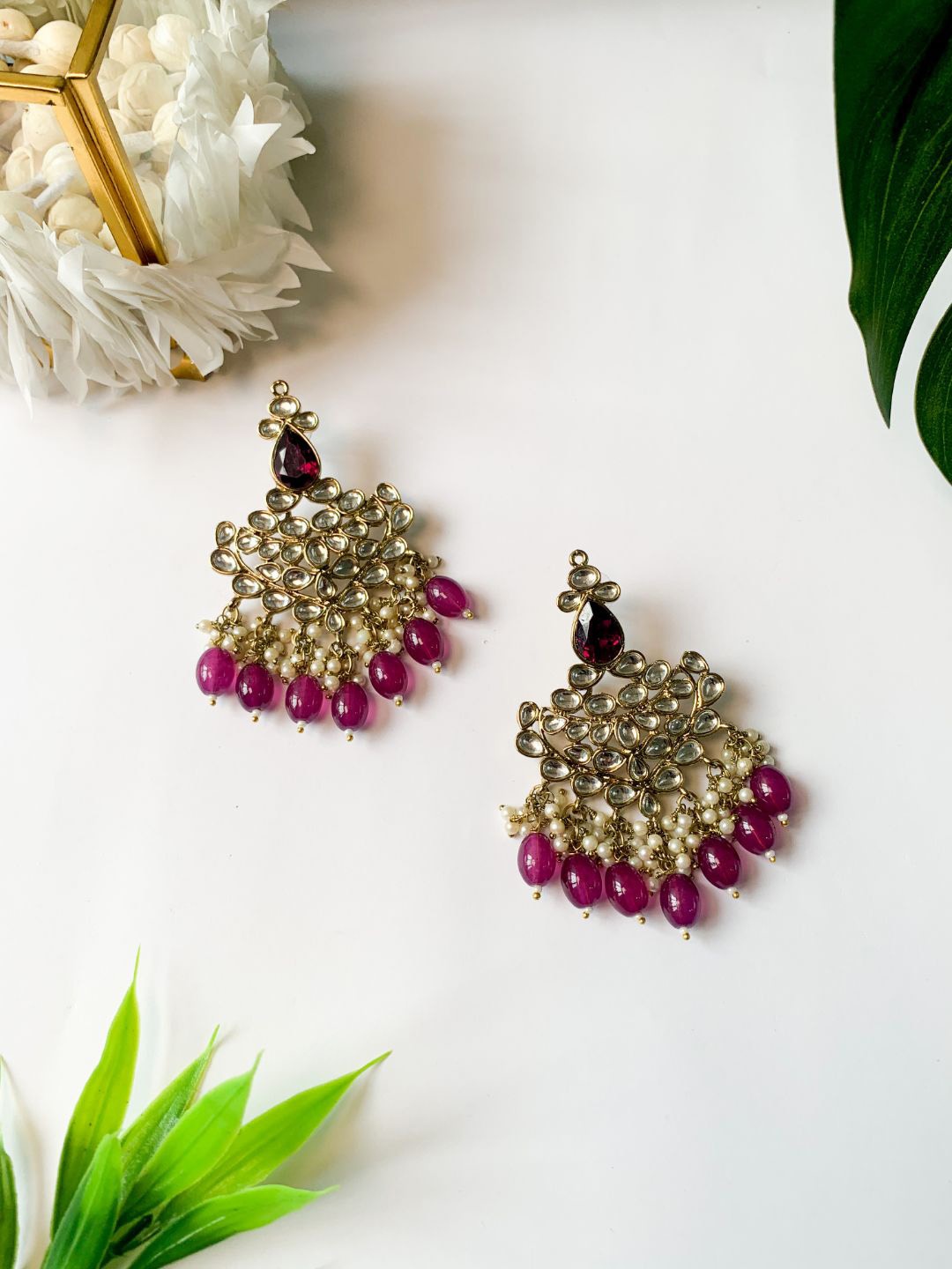 

I Jewels Gold-Plated Kundan Studded Contemporary Chandbali