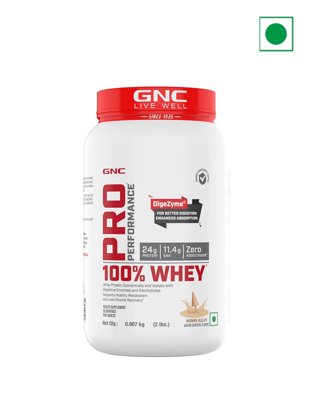 

GNC Pro Performance 100% Whey Protein Powder - Mawa Kulfi - 0.907 Kg, Red