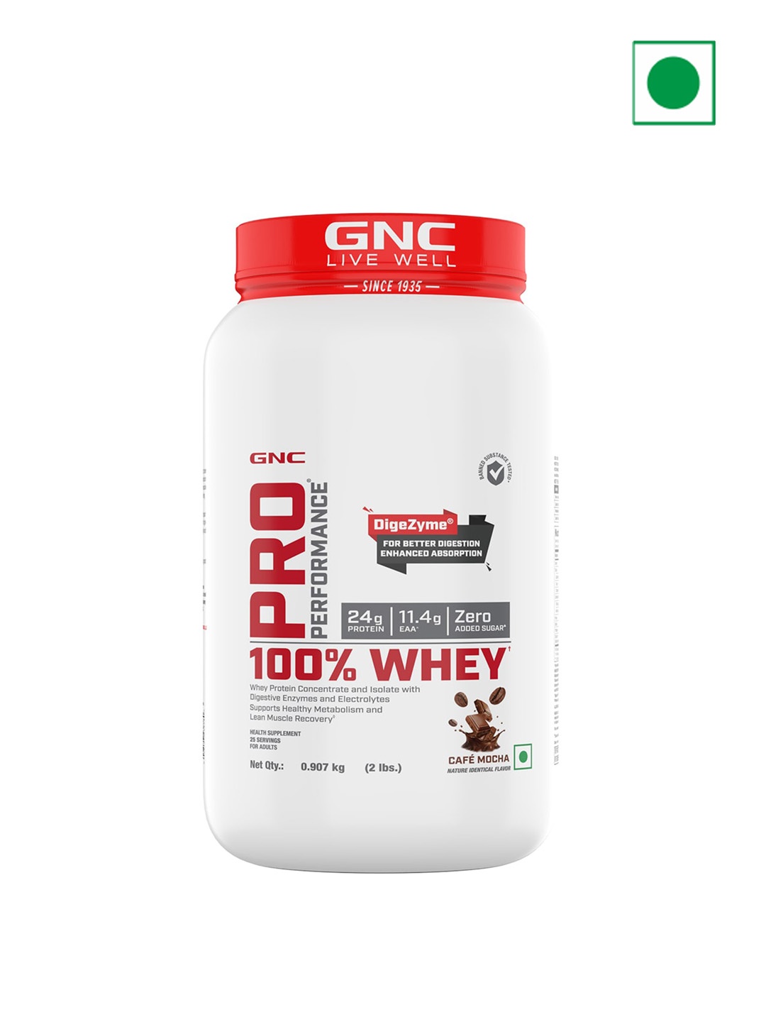 

GNC Pro Performance 100% Whey Protein Powder - Cafe Mocha - 0.907 Kg, Red