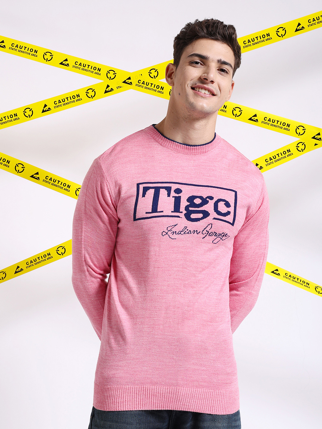 

The Indian Garage Co Typography Printed Pullover Acrylic Sweater, Pink