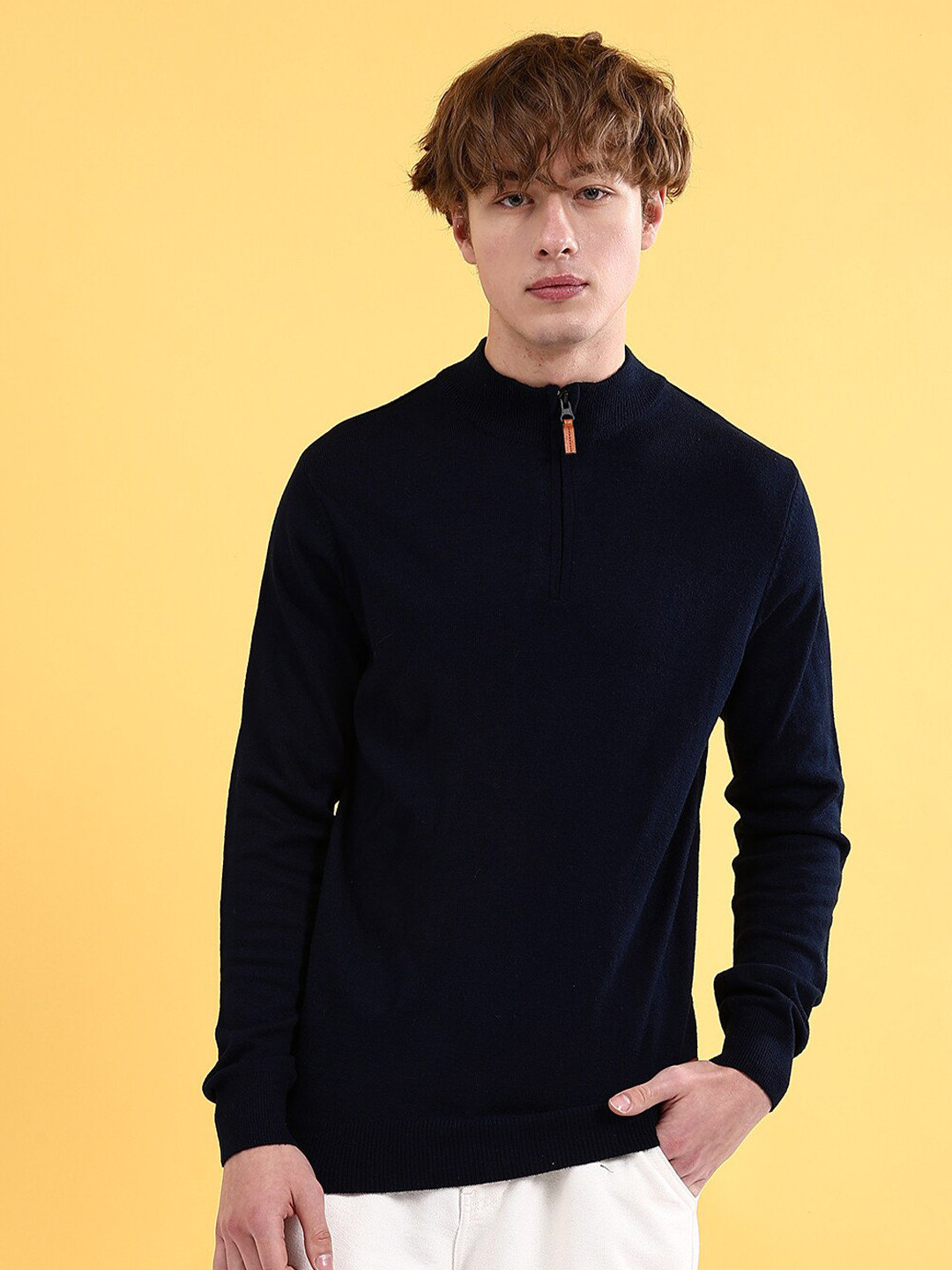 

The Indian Garage Co Mock Collar Pullover Sweater, Navy blue
