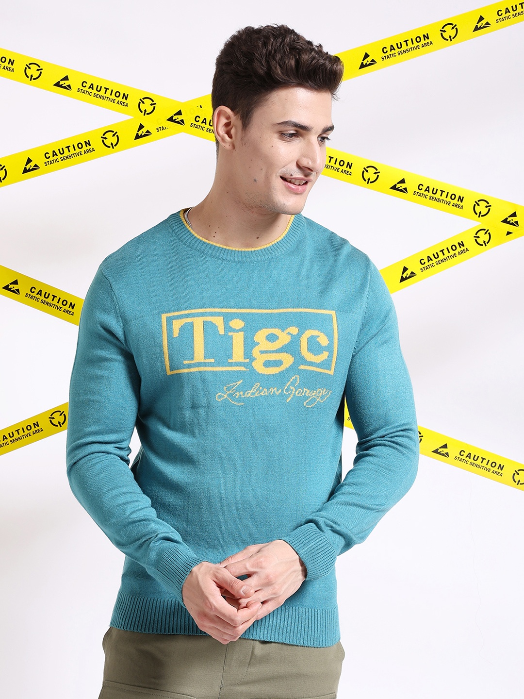 

The Indian Garage Co Typography Printed Pullover Acrylic Sweater, Green